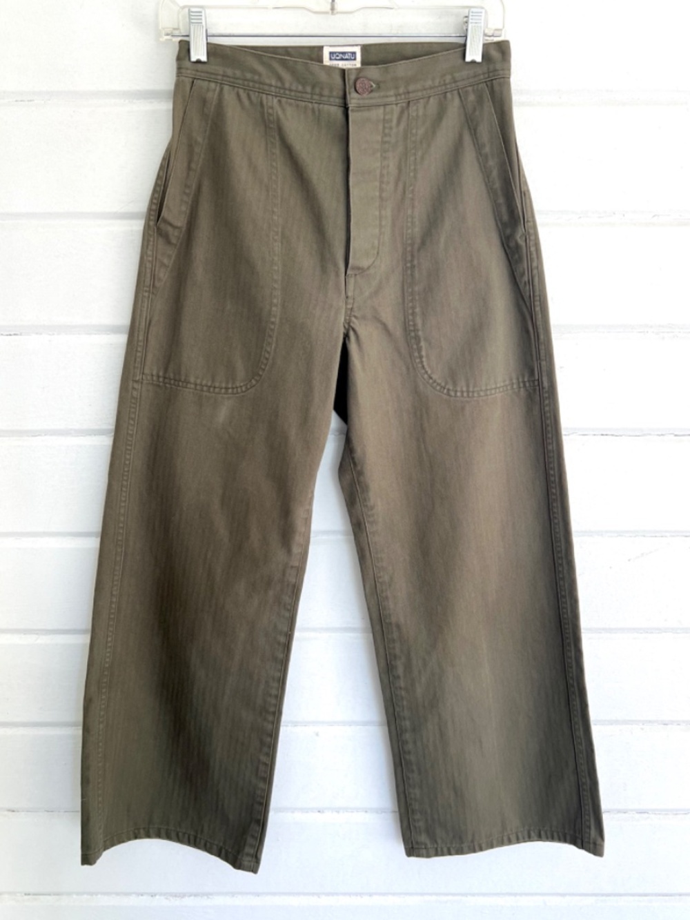 UQNATU Herringbone Cotton Twill High Rise Sailor Pants - (as is) - 2